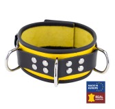 Collier en cuir 3 Anneaux D Jaune-Noir