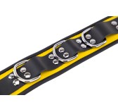 Collier en cuir 3 Anneaux D Jaune-Noir Collier en cuir 3 Anneaux D Jaune-Noir
