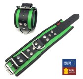 Menottes en cuir Vert-Noir Menottes en cuir Vert-Noir