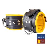 Menottes en cuir rembourrées pour Chevilles Noir-Jaune Menottes en cuir rembourrées pour Chevilles Noir-Jaune