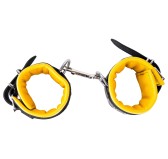 Menottes en cuir rembourrées pour Chevilles Noir-Jaune Menottes en cuir rembourrées pour Chevilles Noir-Jaune