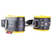 Menottes en cuir rembourrées pour Chevilles Noir-Jaune Menottes en cuir rembourrées pour Chevilles Noir-Jaune