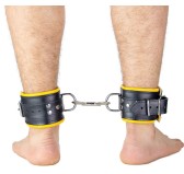Menottes en cuir rembourrées pour Chevilles Noir-Jaune Menottes en cuir rembourrées pour Chevilles Noir-Jaune
