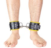 Menottes en cuir rembourrées pour Chevilles Noir-Jaune Menottes en cuir rembourrées pour Chevilles Noir-Jaune