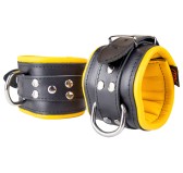 Menottes en cuir rembourrées pour Chevilles Noir-Jaune Menottes en cuir rembourrées pour Chevilles Noir-Jaune
