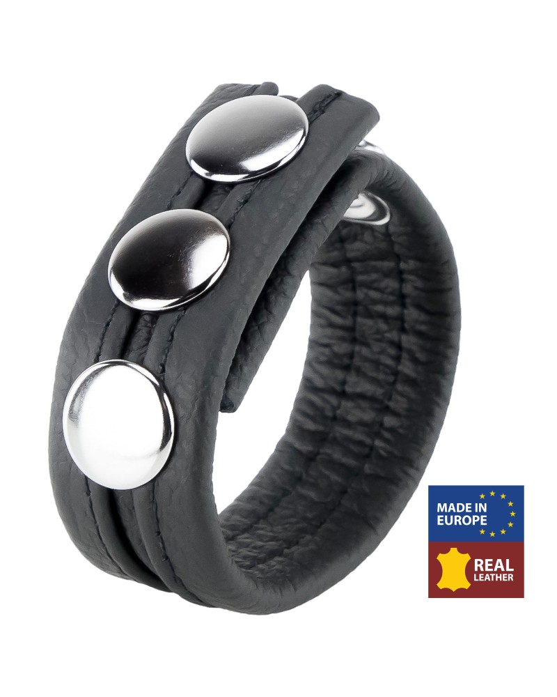 Cockring en cuir 3 Pressions Noir Cockring en cuir 3 Pressions Noir