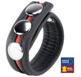 Cockring en cuir 3 Pressions Noir-Rouge Cockring en cuir 3 Pressions Noir-Rouge
