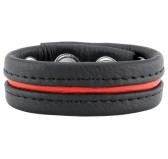 Cockring en cuir 3 Pressions Noir-Rouge Cockring en cuir 3 Pressions Noir-Rouge