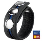 Cockring en cuir 3 Pressions Noir-Bleu Cockring en cuir 3 Pressions Noir-Bleu