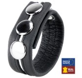 Cockring en cuir 3 Pressions Noir-Blanc Cockring en cuir 3 Pressions Noir-Blanc