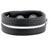 Cockring en cuir 3 Pressions Noir-Blanc Cockring en cuir 3 Pressions Noir-Blanc