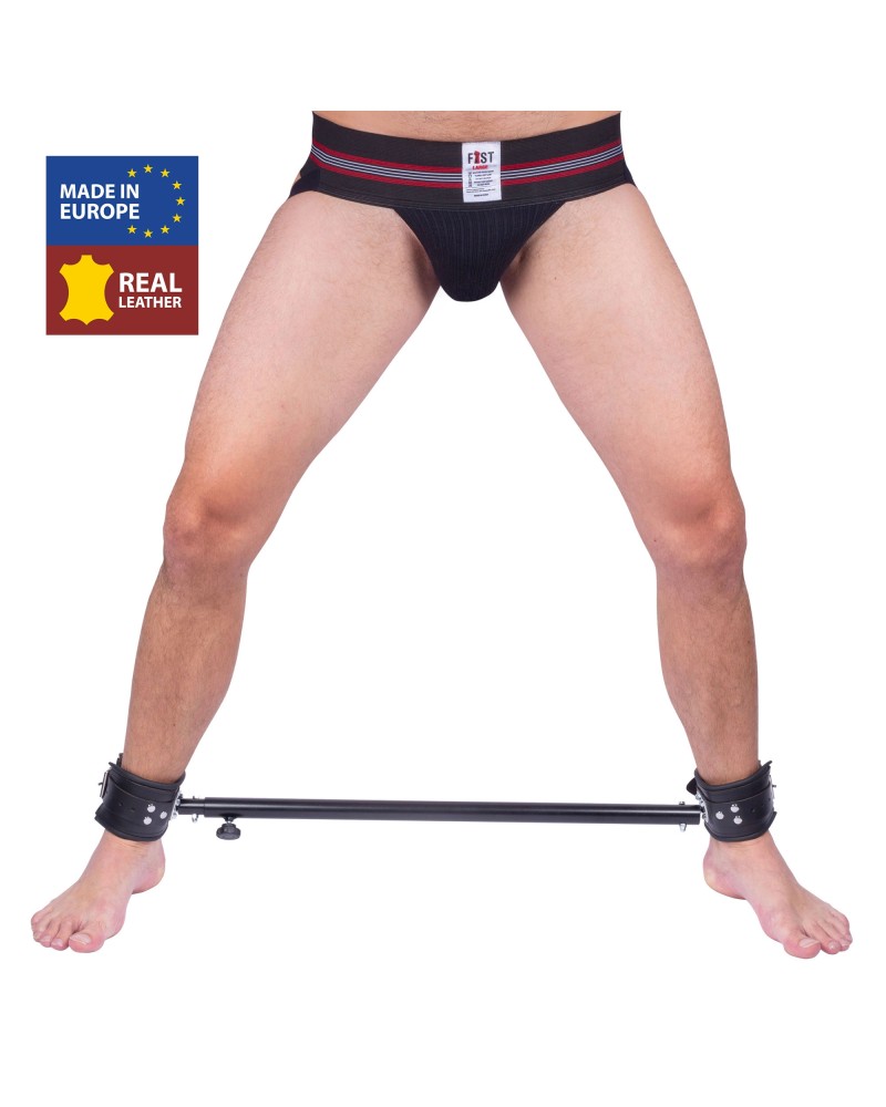 Barre en métal réglable avec menottes en cuir - 65 à 120cm Barre en métal réglable avec menottes en cuir - 65 à 120cm