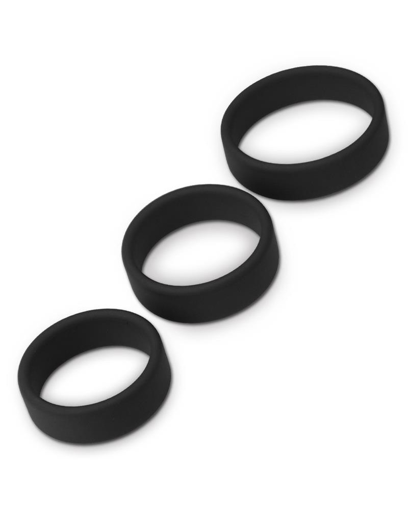 Pack de 3 cockrings silicone SiliRing Noirs