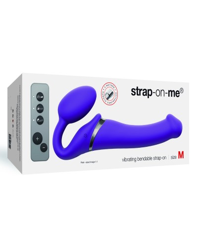 Gode vibrant STRAP-ON 3 Moteurs M 16 x 3.5 cm Violet
