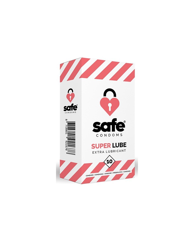 Préservatifs lubrifiés SUPER LUBE Safe x10 Préservatifs lubrifiés SUPER LUBE Safe x10