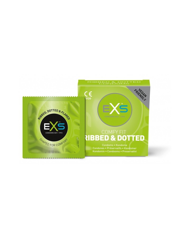 Préservatifs texturés Ribbed & Dotted x3 Préservatifs texturés Ribbed & Dotted x3