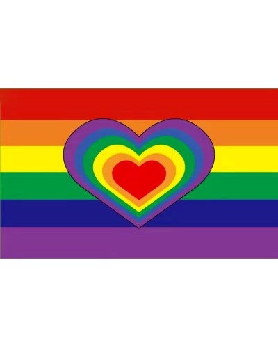 Drapeau Rainbow Heart 90 x 150cm