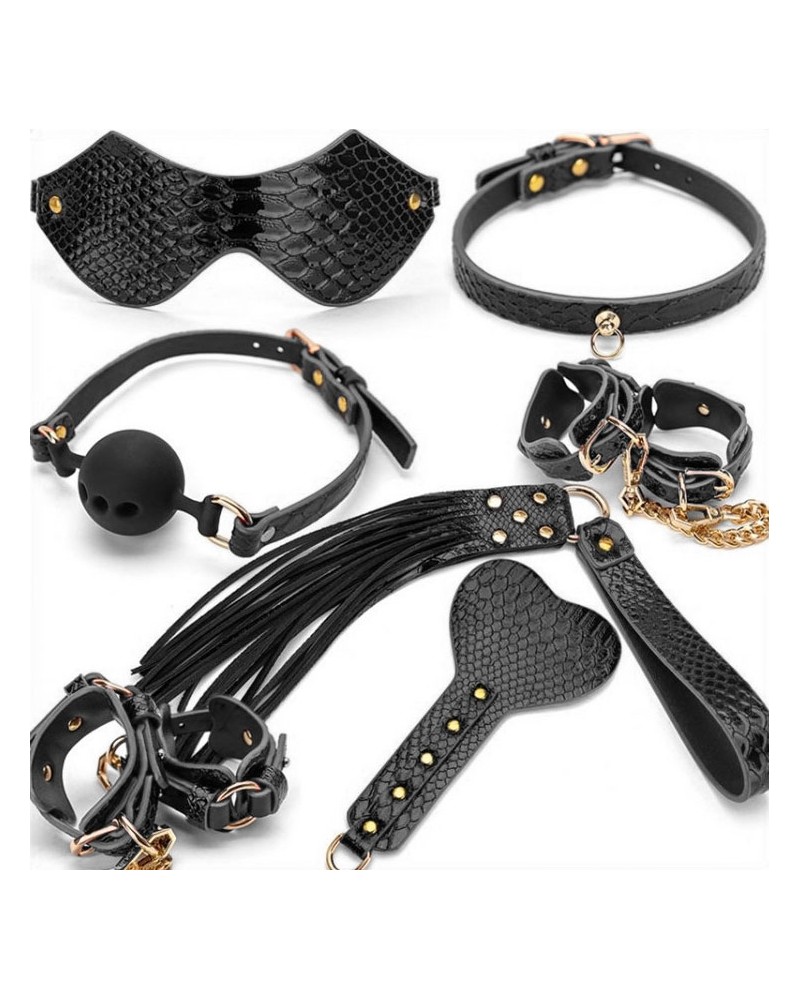 Kit BDSM 7 Pièces Caïman Noir Kit BDSM 7 Pièces Caïman Noir