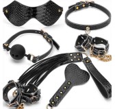 Kit BDSM 7 Pièces Caïman Noir Kit BDSM 7 Pièces Caïman Noir