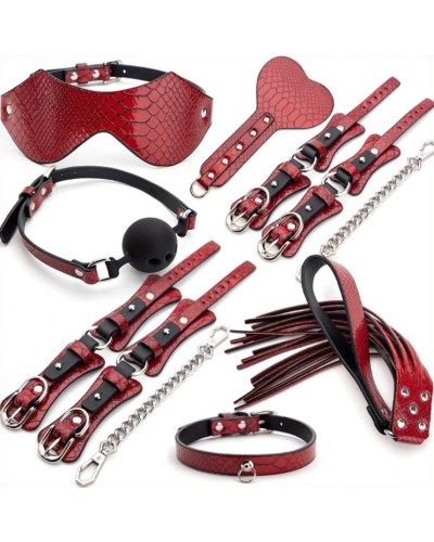 Kit BDSM 7 Pièces Caïman Rouge