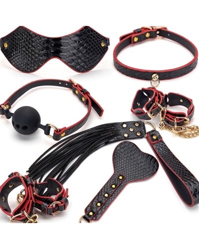 Kit Bdsm 7 Pièces Caiman noir-Rouge