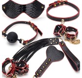 Kit Bdsm 7 Pièces Caiman noir-Rouge Kit Bdsm 7 Pièces Caiman noir-Rouge
