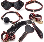 Kit Bdsm 7 Pièces Caiman noir-Rouge