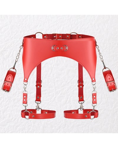 Ceinture Porte-Jarretelles et Menottes Rouge