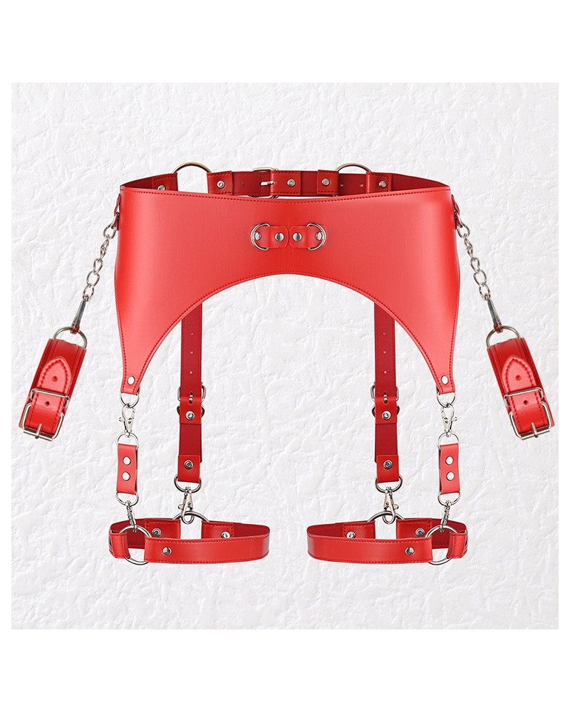 Ceinture Porte-Jarretelles et Menottes Rouge