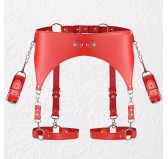 Ceinture Porte-Jarretelles et Menottes Rouge