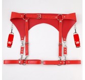 Ceinture Porte-Jarretelles et Menottes Rouge