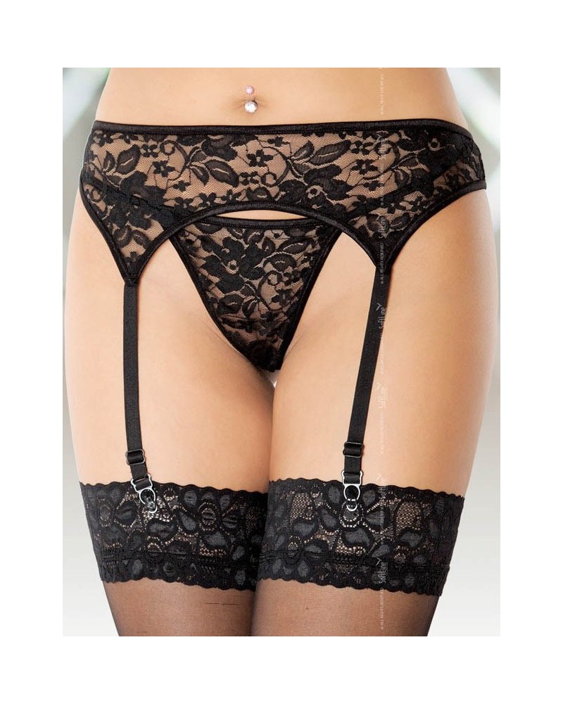 Porte-jarretelles et string assorti aux motifs fleuris Porte-jarretelles et string assorti aux motifs fleuris