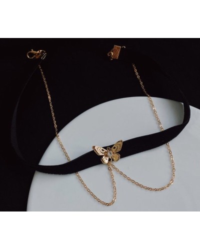 Collier ras de cou Butterfly - Noir