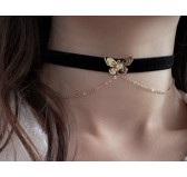 Collier ras de cou Butterfly - Noir