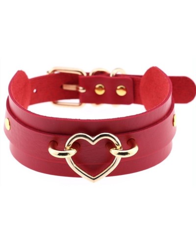 Collier fantaisie Goldent Heart Rouge