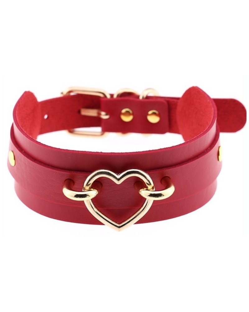 Collier fantaisie Goldent Heart Rouge