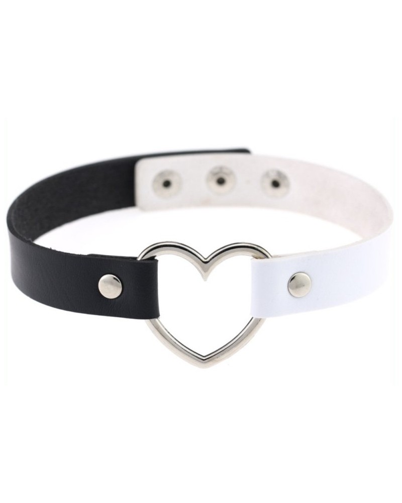 Ras de cou Heart Duo Blanc-Noir Ras de cou Heart Duo Blanc-Noir