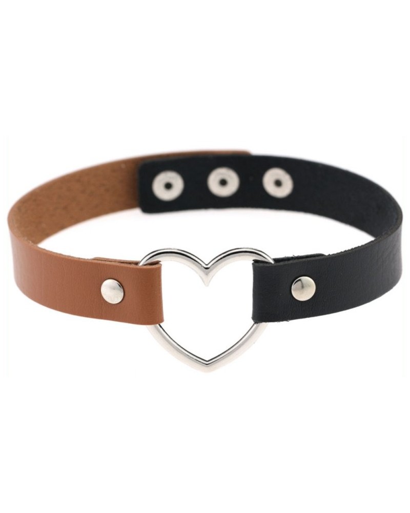 Ras de cou Bicolor Heart Noir-Marron Ras de cou Bicolor Heart Noir-Marron