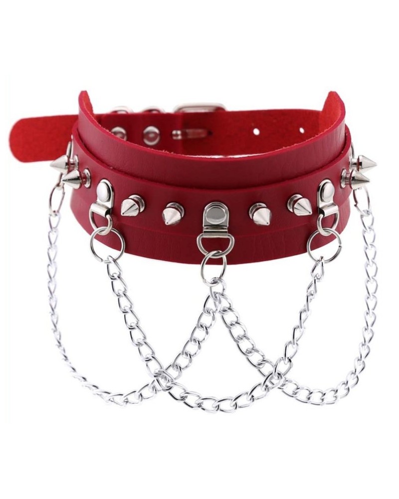 Collier à pointes Piky Rouge-Argenté Collier à pointes Piky Rouge-Argenté