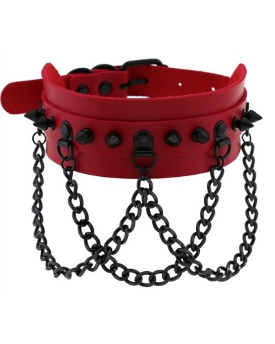 Collier à pointes Piky Rouge-Noir