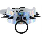 Collier à pointes Strobo Laser Argenté-Noir Collier à pointes Strobo Laser Argenté-Noir