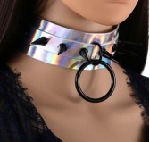 Collier à pointes Strobo Laser Argenté-Noir Collier à pointes Strobo Laser Argenté-Noir