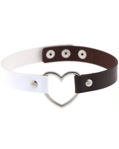 Ras de cou HEART DUO Blanc-Marron