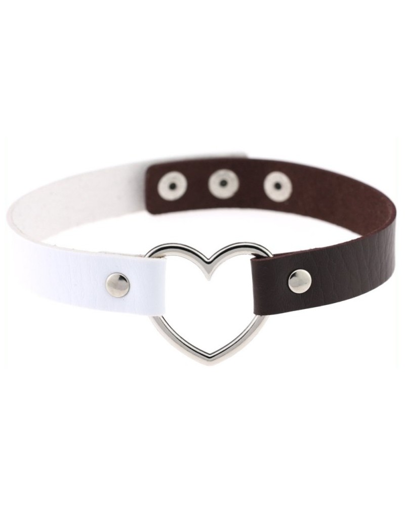 Ras de cou HEART DUO Blanc-Marron Ras de cou HEART DUO Blanc-Marron