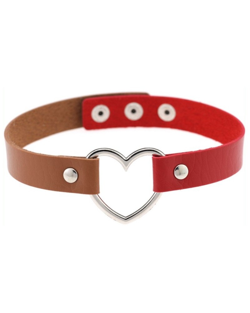 Ras de cou HEART DUO Marron-Rouge