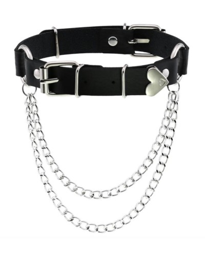 Ras de cou Love Heart Chain Noir