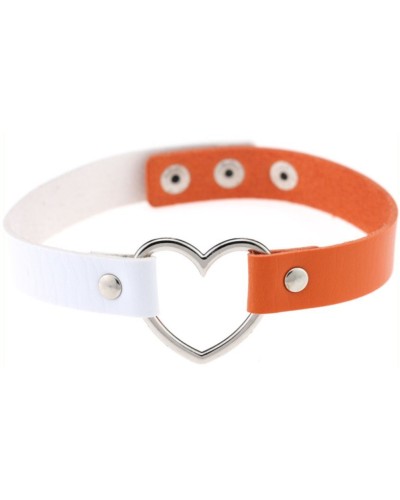 Ras de cou Heart Duo Blanc-Orange