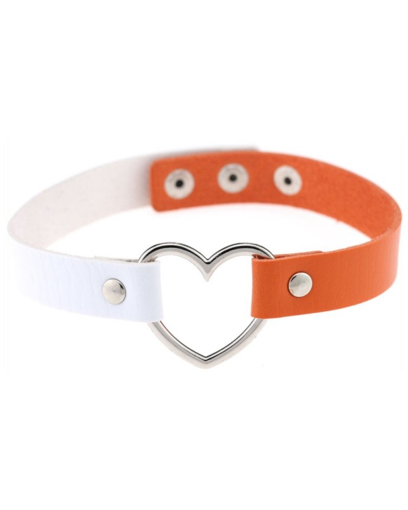 Ras de cou Heart Duo Blanc-Orange Ras de cou Heart Duo Blanc-Orange