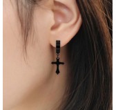 Boucle d'oreille CROSS Noire