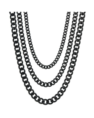 Collier fin en métal Cuban 7mm Noir